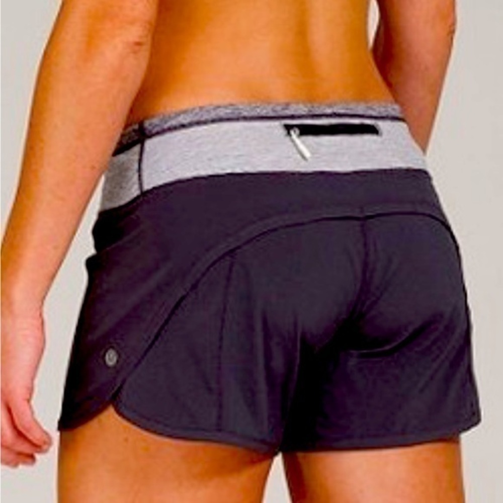Lululemon Run: Speed Shorts Heathered Grey and Black Size 4